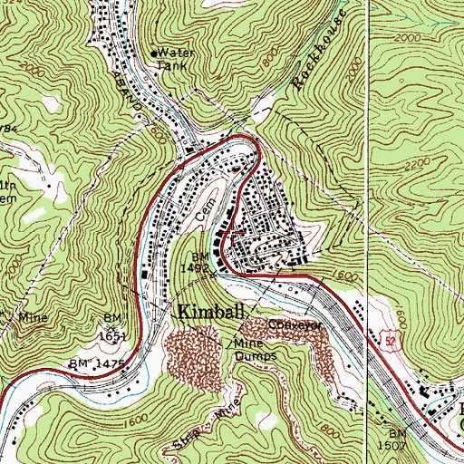 Topographic Map of First Baptist Church, WV