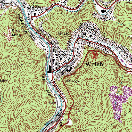 Topographic Map of First Methodist Church, WV