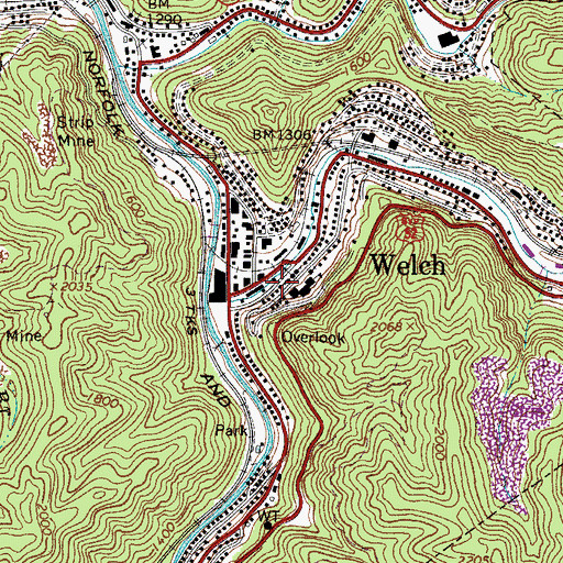 Topographic Map of Grace Hospital (historical), WV