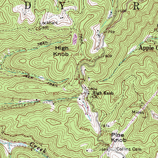 Topographic Map of High Knob School (historical), WV