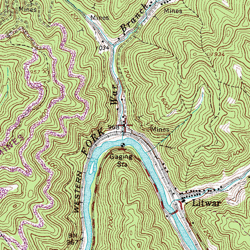 Topographic Map of Hull, WV