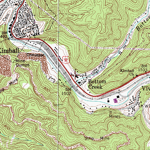 Topographic Map of Kimball Elementary School, WV