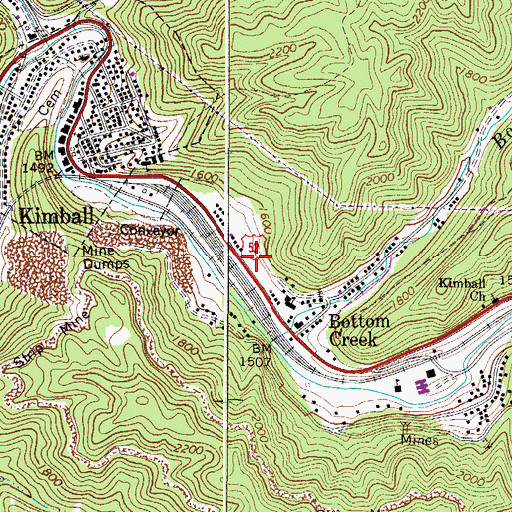 Topographic Map of Kimball Post Office, WV