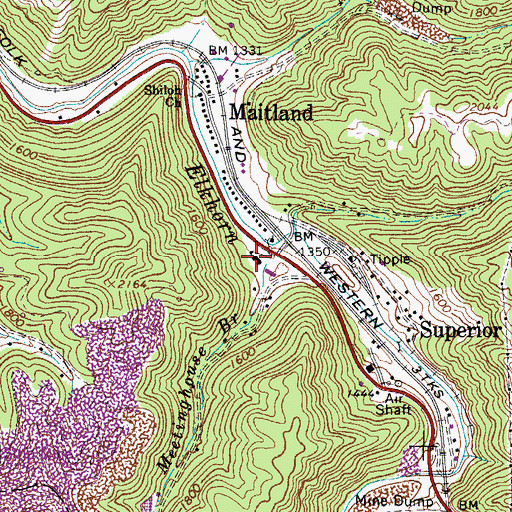 Topographic Map of Maitland-Superior Junior High School (historical), WV