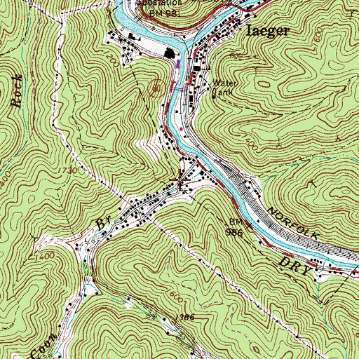 Topographic Map of Nacols, WV