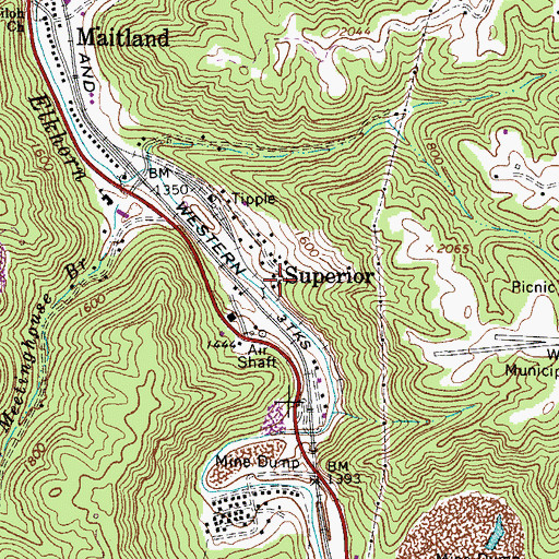 Topographic Map of Superior Post Office, WV