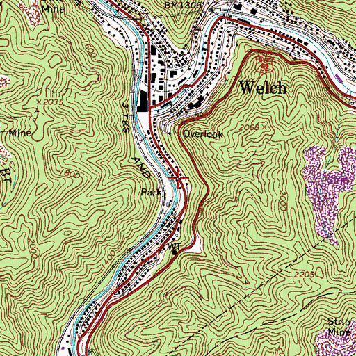 Topographic Map of Temple Emanuel, WV