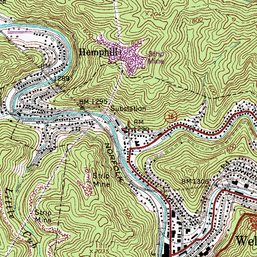 Topographic Map of Welch Pentecostal Holiness Church, WV