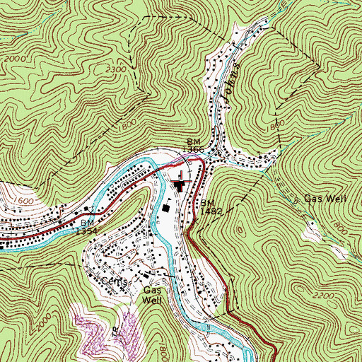 Topographic Map of Big Creek High School, WV