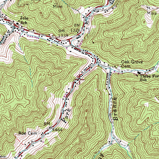 Topographic Map of Bradshaw School (historical), WV