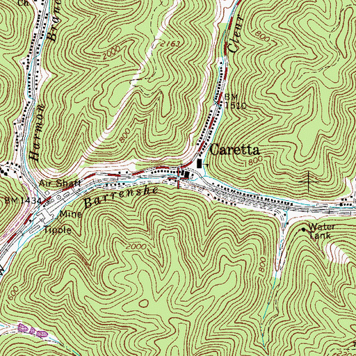 Topographic Map of Caretta Post Office, WV