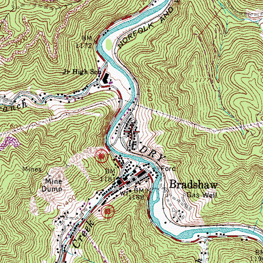 Topographic Map of Dan, WV