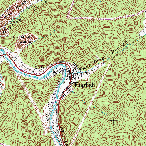 Topographic Map of English Post Office, WV