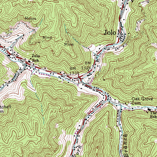 Topographic Map of Jolo Post Office, WV