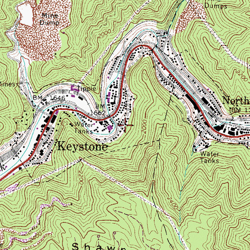 Topographic Map of Keystone Baptist Church, WV