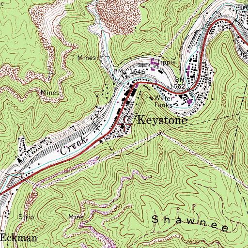 Topographic Map of Keystone Elementary School (historical), WV