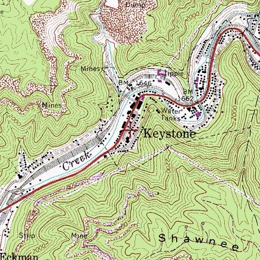 Topographic Map of Keystone Methodist Episcopal Church, WV