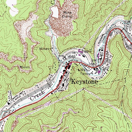 Topographic Map of Keystone Post Office, WV