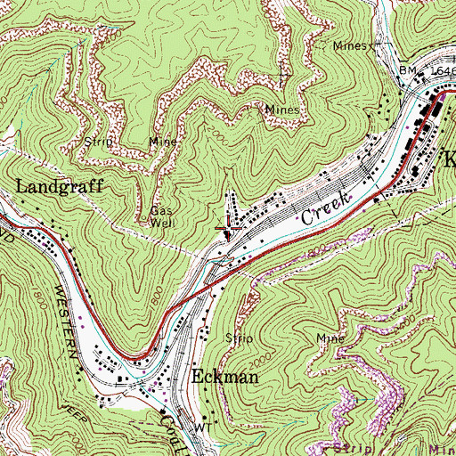 Topographic Map of Keystone-Eckman Negro High School (historical), WV