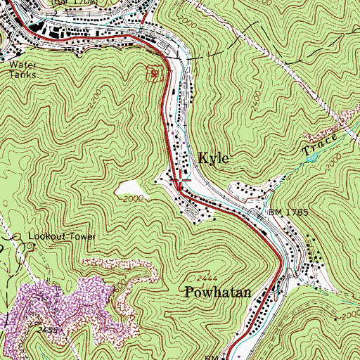 Topographic Map of Kyle Post Office, WV