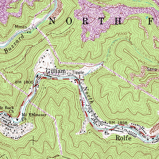 Topographic Map of Lick Branch, WV