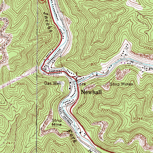 Topographic Map of Newhall Post Office, WV