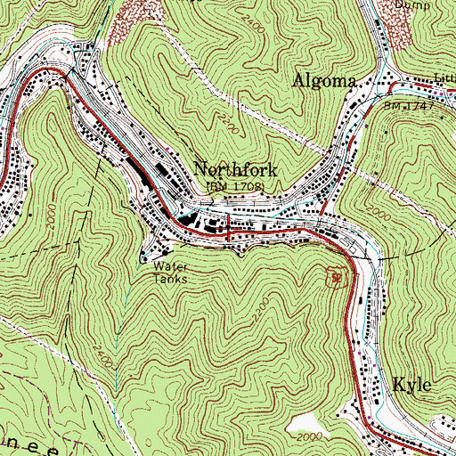 Topographic Map of Northfork Baptist Church, WV