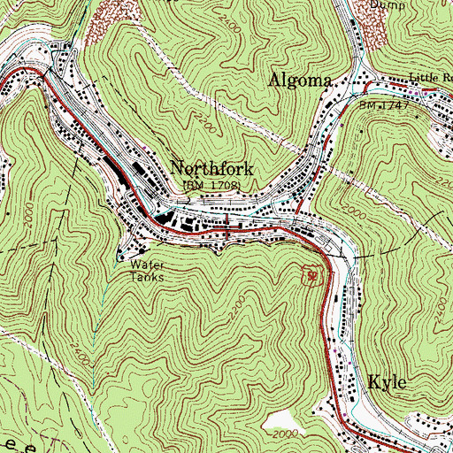 Topographic Map of Northfork Presbyterian Church, WV