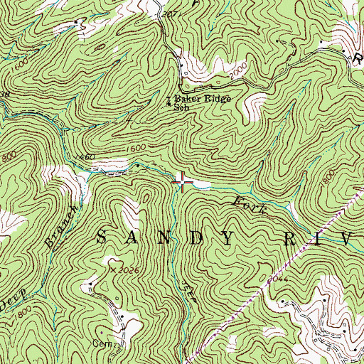 Topographic Map of South Fork Slaunch Fork, WV