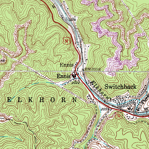 Topographic Map of Switchback Elementary School (historical), WV