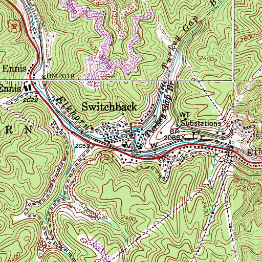 Topographic Map of Switchback Post Office, WV
