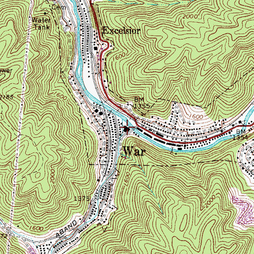Topographic Map of War Elementary School (historical), WV