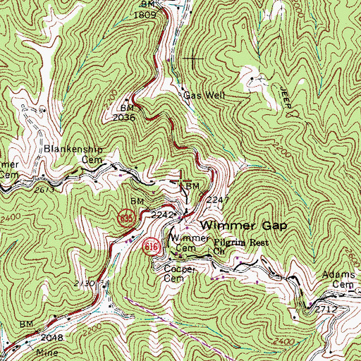 Topographic Map of Wimmers School (historical), WV