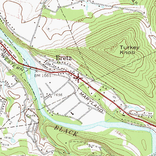 Topographic Map of Bretz Church of Christ, WV
