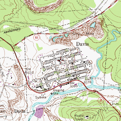 Topographic Map of Davis High School (historical), WV