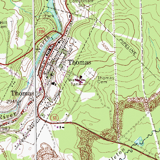 Topographic Map of Davis Thomas Elementary Middle School, WV