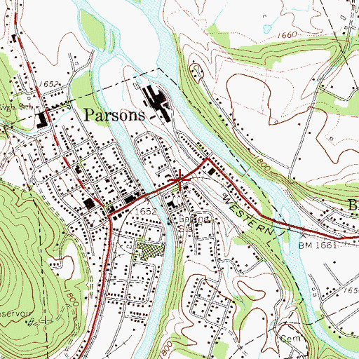 Topographic Map of Davisville, WV