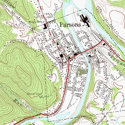 Topographic Map of First Methodist Church, WV