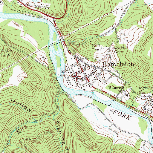 Topographic Map of Goff Memorial Methodist Protestant Church, WV