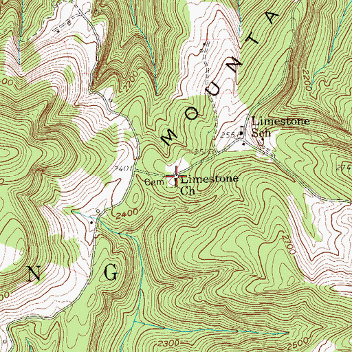 Topographic Map of Limestone Cemetery, WV