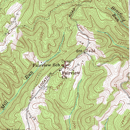 Topographic Map of Location, WV