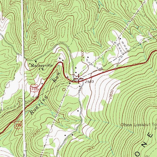 Topographic Map of Mackeyville, WV