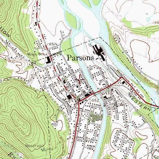 Topographic Map of Parsons Presbyterian Church, WV