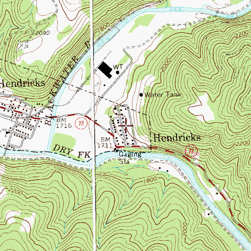 Topographic Map of Rosendorf, WV