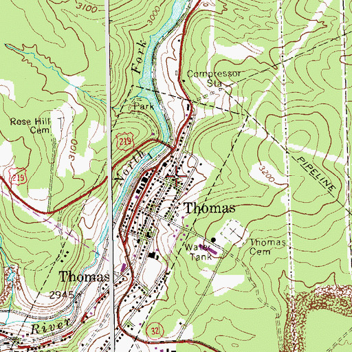 Topographic Map of Saint Thomas Roman Catholic Church, WV