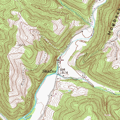 Topographic Map of Shaffertown School (historical), WV