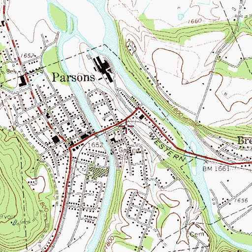 Topographic Map of Tucker County Courthouse, WV