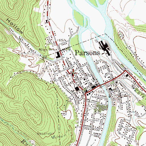 Topographic Map of Tucker County Hospital (historical), WV
