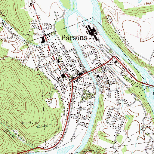 Topographic Map of Tucker County Jail, WV