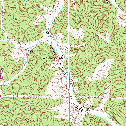 Topographic Map of Big Battle (historical), WV